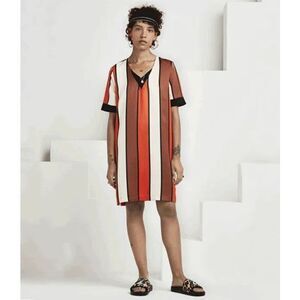 Scotch and Soda‎ Women's Brown Ivory Orange Striped Tunic Dress Size S
